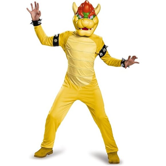 Bowser Kids Costume 10-12 Super Mario Mask Villain Game Gaming Nintendo Hallowee - Picture 8 of 9